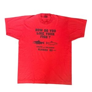 80s Red Alaska's Leaded or Unleaded 1989 Single Stitch XL T-Shirt Made in USA